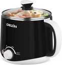 Dezin Hot Pot Electric, Rapid Noodles Cooker, Stainless Steel Electric Pot 1.6 Liter, Perfect for Ramen, Egg, Pasta, Dumpling, Soup, Porridge, Oatmeal with Temperature Control and Keep Warm Function