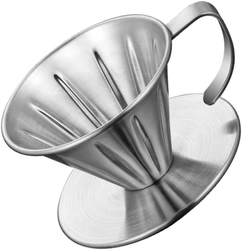 NUOBESTY Stainless Filter Dripper Handle and Base Portable Tea Strainer for Home Brewing for Espresso and Tea Making