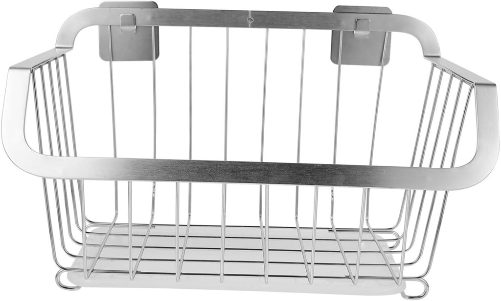 PRETYZOOM Hanging Kitchen Organizer Stainless Steel No Drilling Storage Rack for Fruits Vegetables and Utensils Hollow Design for Easy Cleaning and Drainage