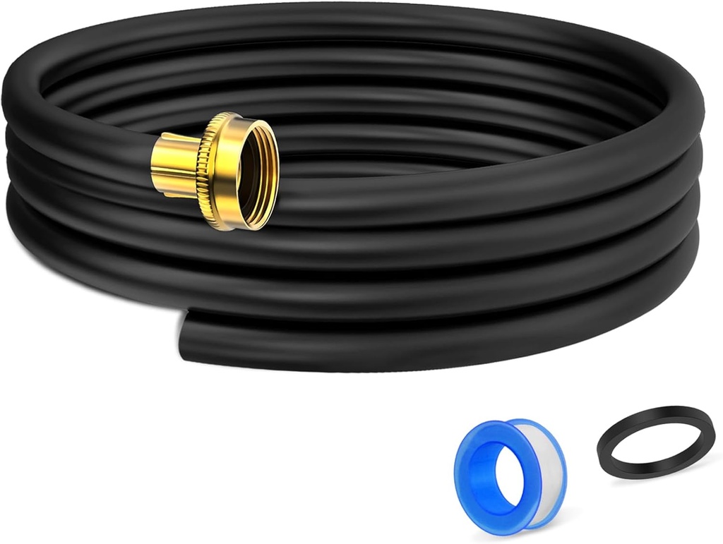 12FT Dehumidifier Drain Hose with 3/4 Inch FHT Connector, Featuring Rust-Resistant Brass Fittings for Leak-Proof Connection, Perfectly Compatible with Most Dehumidifier Brands(7 Length Options)