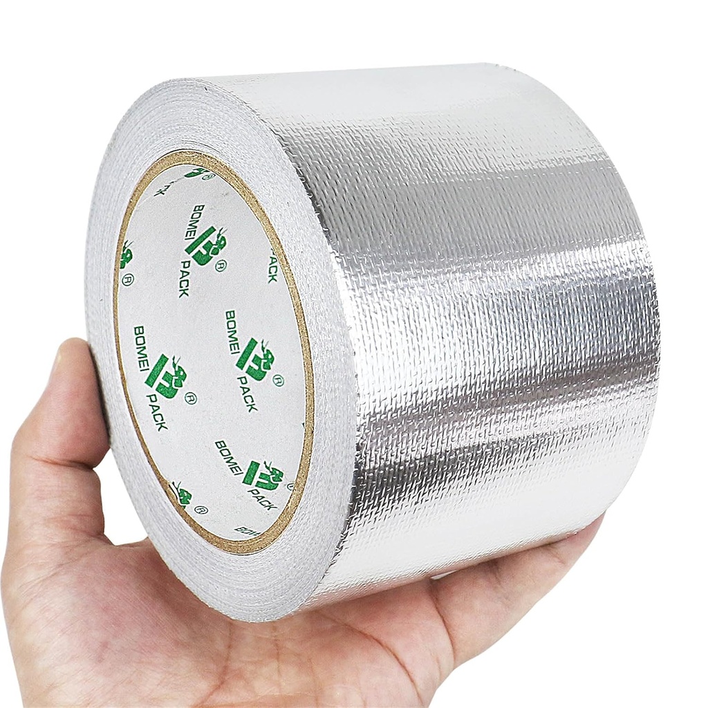BOMEI PACK Adhesive Aluminum Foil Heat Shield Tape Barrier 3in x 66ft, Fiberglass Thermal Insulation Reflective Material High Temp Protection