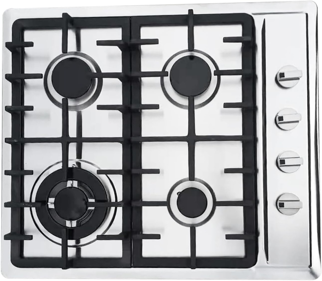 4 Burner Built In Gas Stove Propane Natural Lpg Countertop Cooktop Dual Fuel Sealed Burners Stainless Steel Cooker High-Powered Energy Saving Safe Ignition Multitask Operable For Homes Hotels