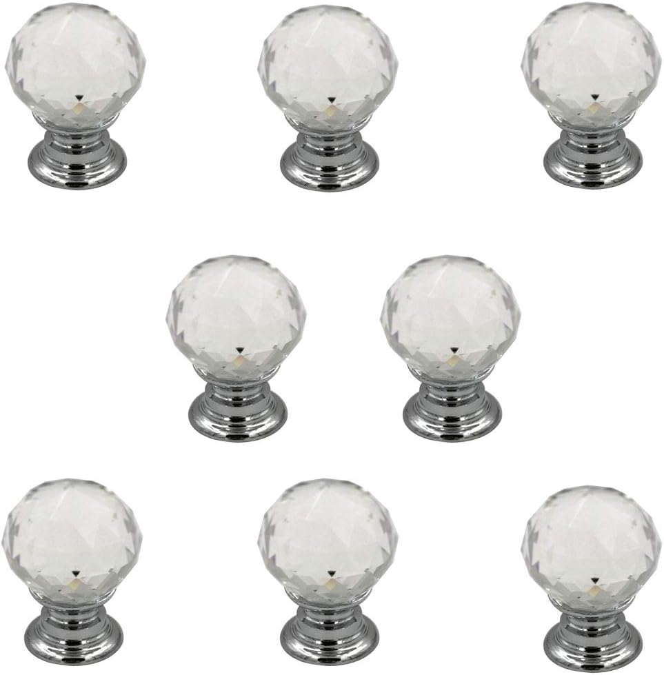 8 Pcs Crystal Ball Cabinet Drawer Mini Metal Jewelry Box Gift Case Knobs Single Hole Pull Handles