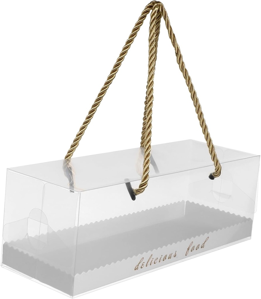 Garneck 10pcs Transparent Cake Wrapping Boxes Practical Baking Containers for Muffins Cookies Desserts Oil Oblong Packaging for Display