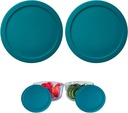 rivel Klareware 7 Cup Turquoise Round Plastic Food Storage Replacement Lids Covers for Klareware Anchor Hocking and Pyrex Glass Bowls (Container not Included) (2 Pack)