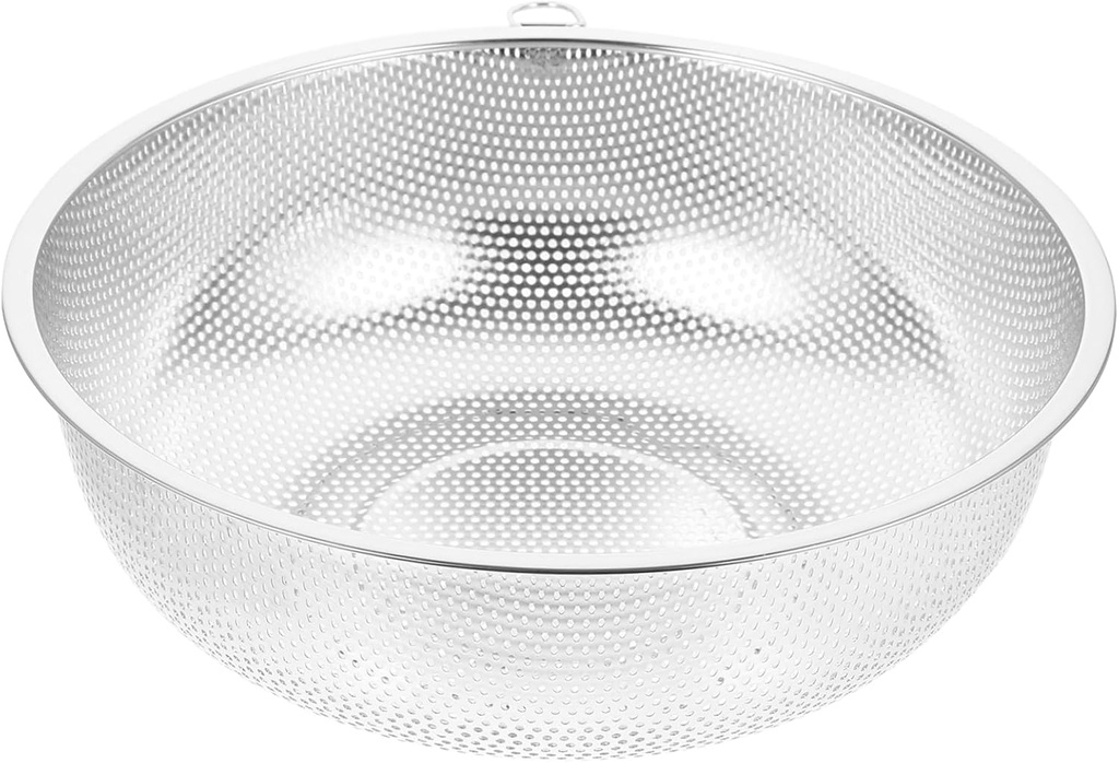 Healifty Stainless Steel Rice Strainer Basket Kitchen Colander for Washing Draining Fruits Vegetables and Grains Multifunctional Draining Basket with Hanging Ring