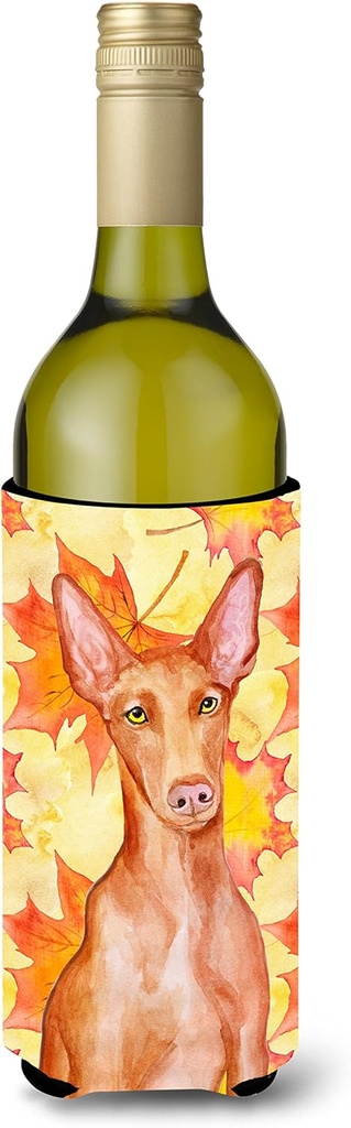 Caroline's Treasures BB9976LITERK Pharaoh Hound Fall Wine Bottle Hugger, Yellow Bottle Cooler Sleeve Hugger Machine Washable Collapsible Insulator Beverage Insulated Holder