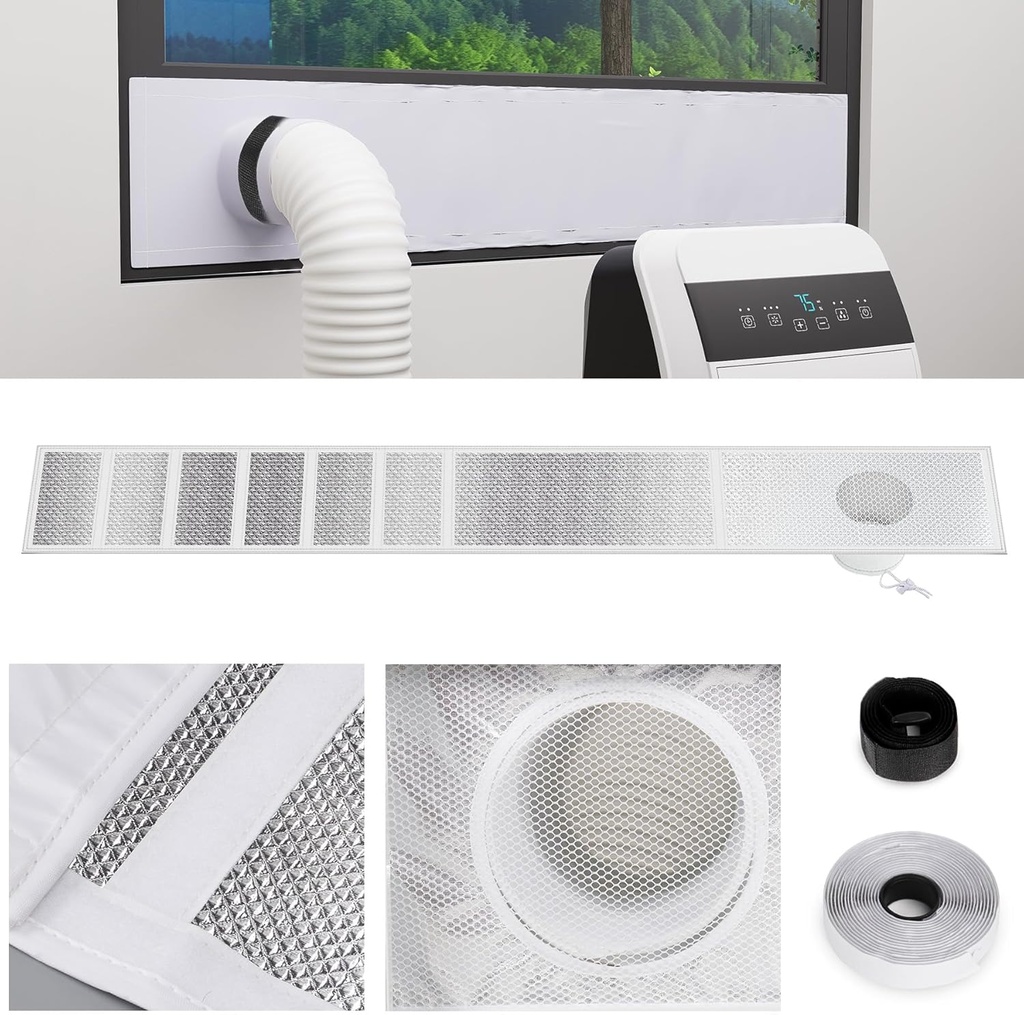 LBG Products Portable AC Window Seal Kit,Double Layer Seal Kit with Mesh Screen,10 x 40~64 Inches Heat Insulation Window Seal Kit for Portable Air Conditioner, Fit for 5" and 5.9" Exhaust Hose