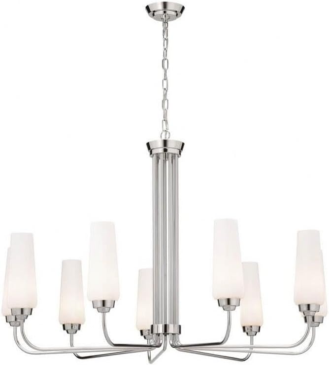 Kichler 52481PN Truby Chandelier, 9-Light 450 Total Watts, Polished Nickel