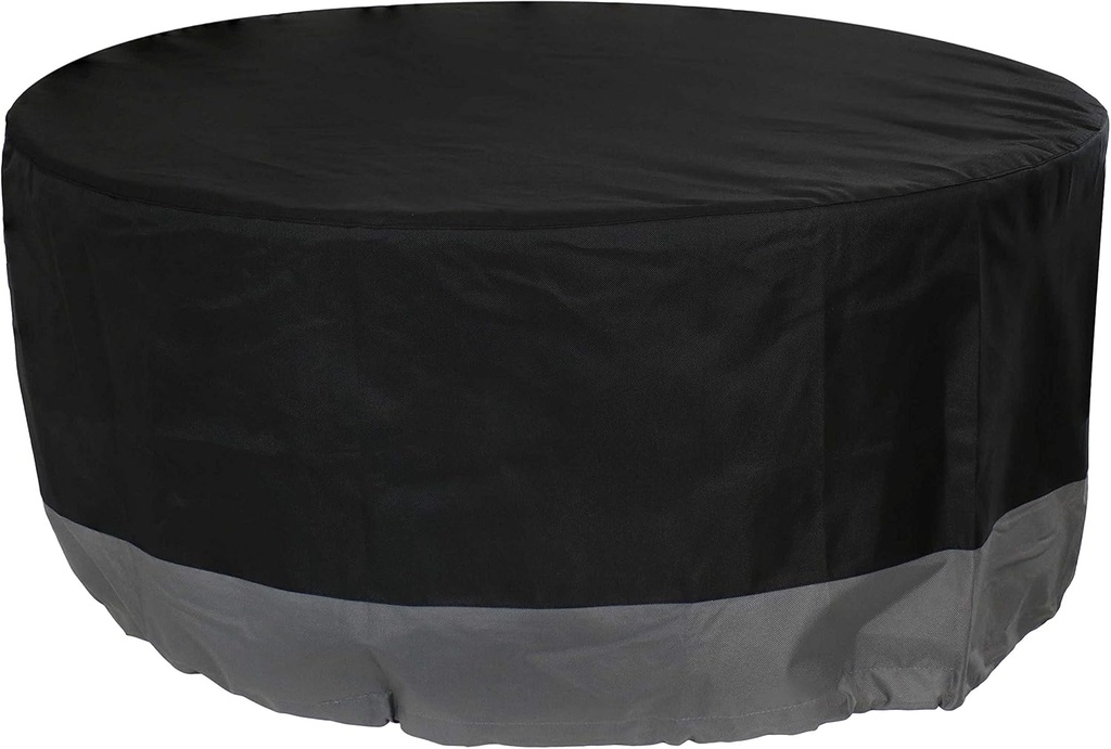 Sunnydaze Round Outdoor Fire Pit Cover with Drawstring - UV-Resistant Protection Cover for Fire Pit - Black/Gray - 60-Inch