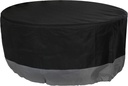 Sunnydaze Round Outdoor Fire Pit Cover with Drawstring - UV-Resistant Protection Cover for Fire Pit - Black/Gray - 60-Inch