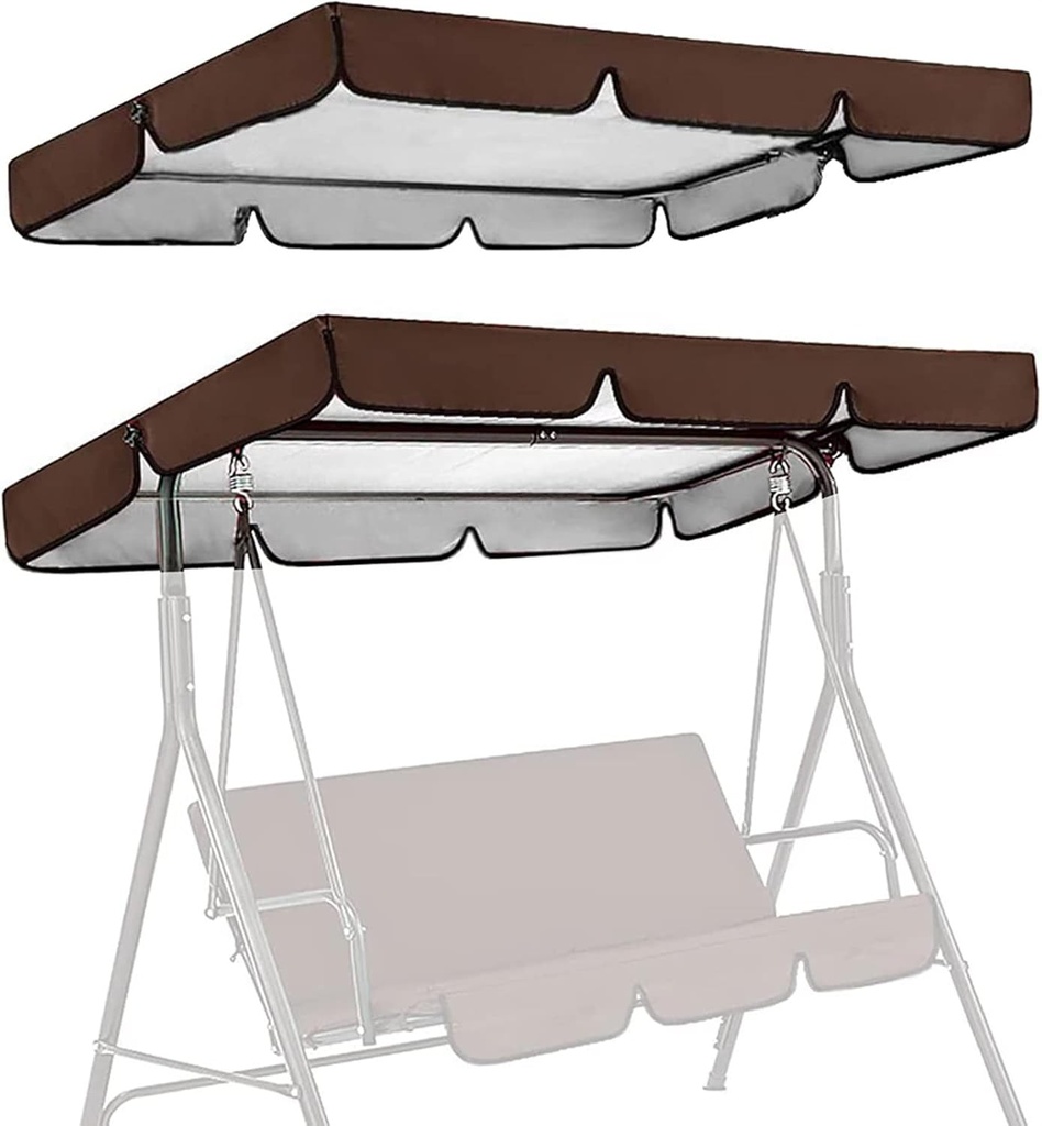 Patio Swing Canopy Replacement Top Cover,Outdoor Waterproof Anti-UV 2 & 3 Seater Garden Porch Seat Furniture Sun Shade Patio Swing Hammock Top Sunproof Cover for Patio Garden Yard