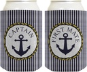 Couple's Sailing Gift Captain and First Mate Nautical Anchor Boat Themed 2 Pack Can Drink Coolers