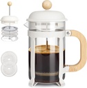 French Press Coffee Maker Tea Maker (28 oz) 304 Stainless-Steel Glass Coffee Press (White)