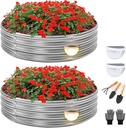 2Pcs Raised Garden Bed 2x2x1ft, Planter Galvanized Raised Garden Beds Outdoor with 2 Solar Lights and Gloves for Gardening Vegetables with Garden Gadgets Set of 3