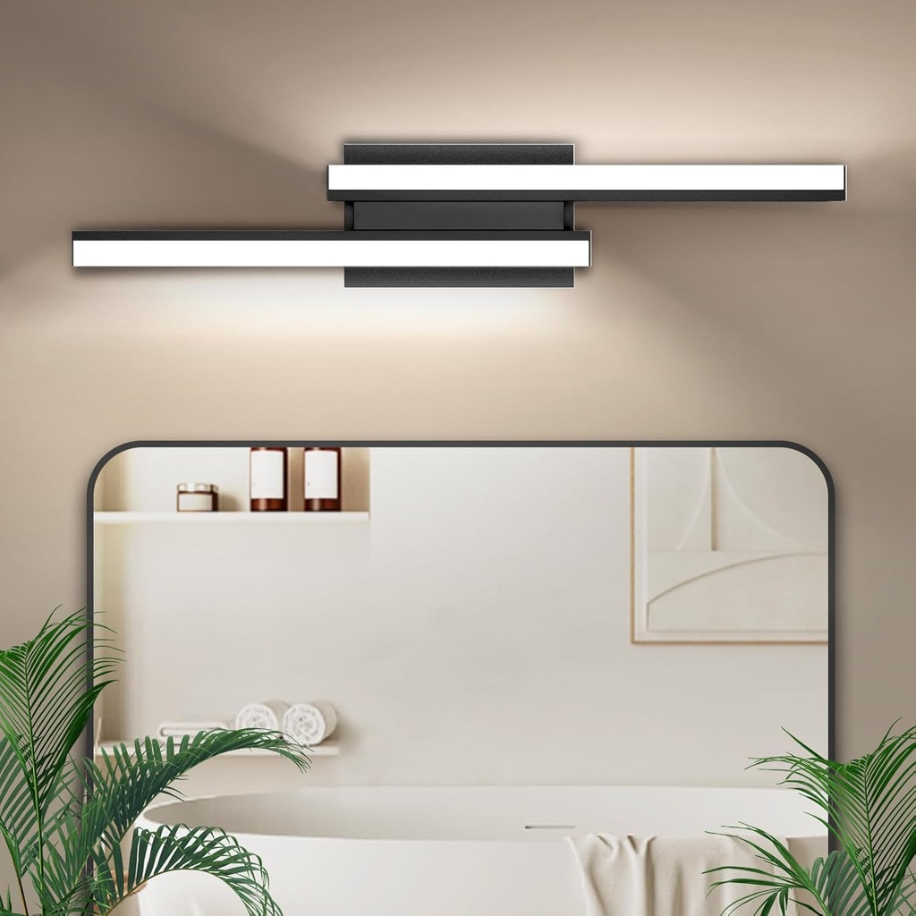 Modern LED Bathroom Light Fixtures, 16-24 Inch Retractable, 26W 2200LM Dimmable,Bathroom Vanity Lights, Lighting Indoor,Over Mirror, Black,ETL Certified,5700K