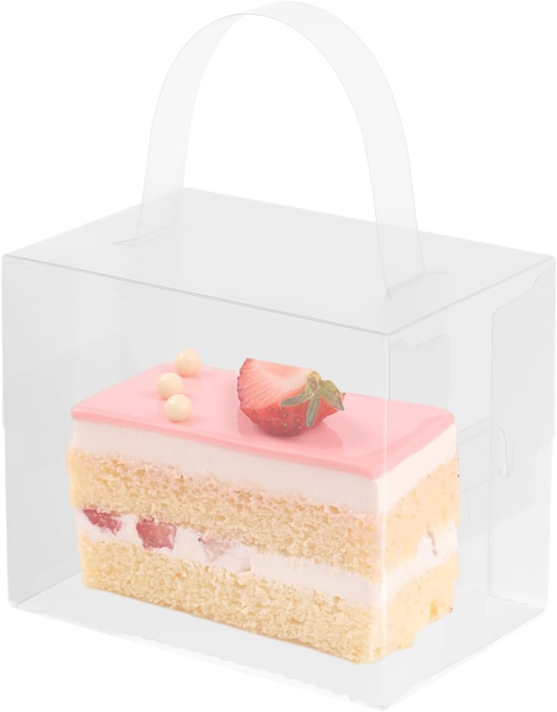 Clear Cake Boxes 50 Pcs Cupcake Treat Boxes with Thickened Cake Boards Transparent Cake Carrier with Lid&Handle CakeGift Favor Box for Wedding Birthday Baby Shower Party (4.72 * 3.94 * 3.15 inch)
