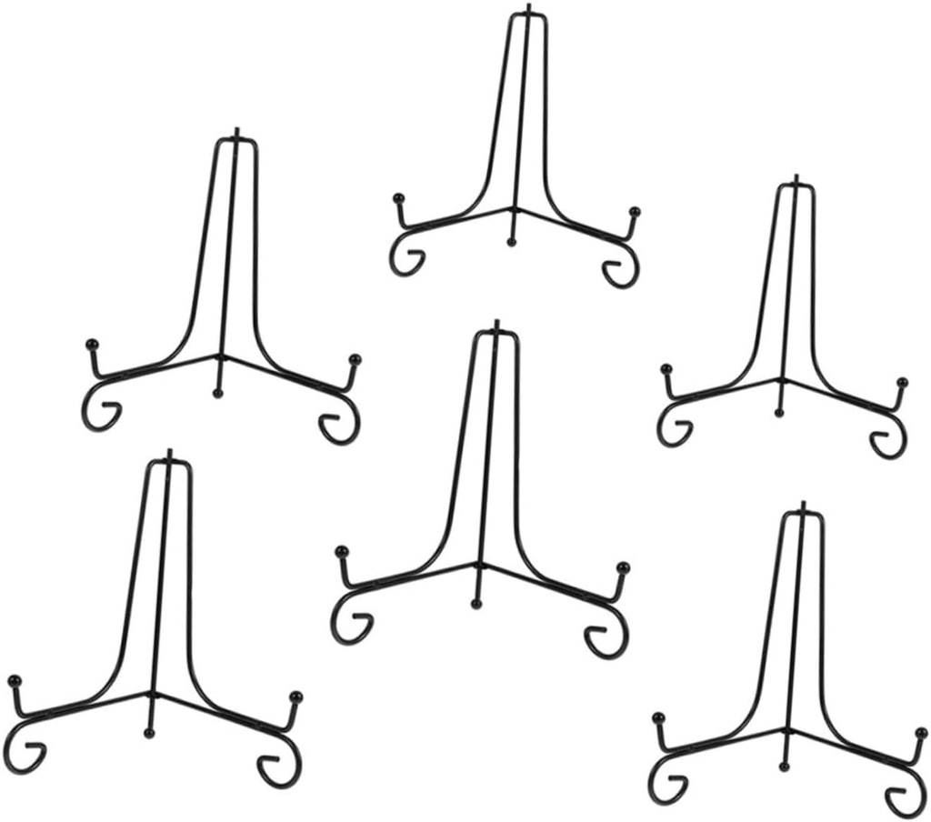 6pcs Iron Display Stands for Plates Photos Art Vintage Minimalist Photo Holders for Organizing Showcasing Home Office
