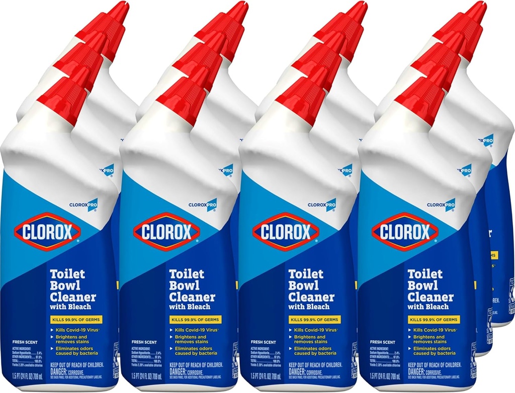 CloroxPro Commercial Solutions, Clorox Manual Toilet Bowl Cleaner with Bleach, Automatic Toilet Cleaner, Fresh Scent, 24 Ounces (Pack of 12) - 00031