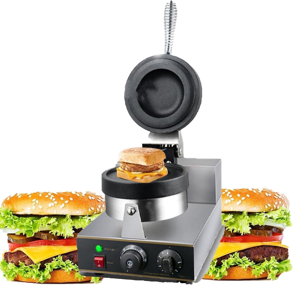 Burger Waffle Maker,Brioche Hamburger Maker, Non Stick Electric Panini Press Burger Machine for Bakeries Food Street