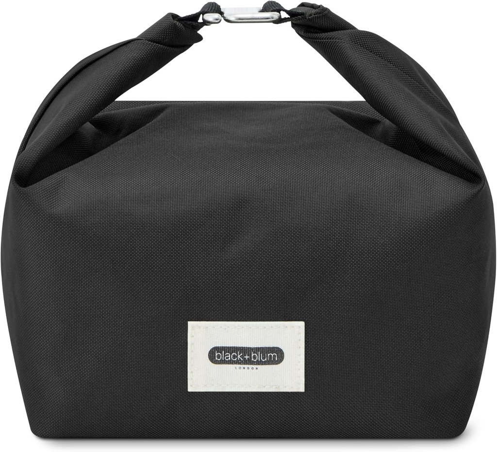 BLACK + BLUM Insulated Lunch Bag, 6.7L - Leak Proof Bag for Adults and Kids with Roll Top Construction - Made with Recycled PET and BPA Free - Food Bag for On The Go, Black