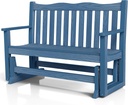 Stoog Outdoor Glider Bench, All-Weather HIPS Patio Glider with 800 lbs Weight Capacity, Never Fade or Rot, Outdoor Rocking Bench Chair for Porch, Backyard, Blue