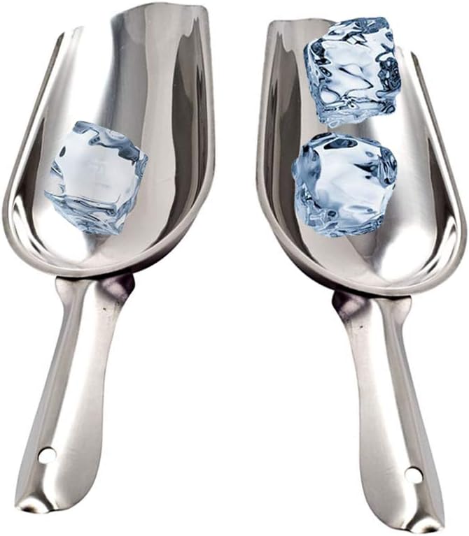 (Pack of 2) Betolla 5-Ounce Stainless Steel Ice Scoop – Small Bar Scoop for Ice Buckets, Bartender Supplies, and Kitchen Use