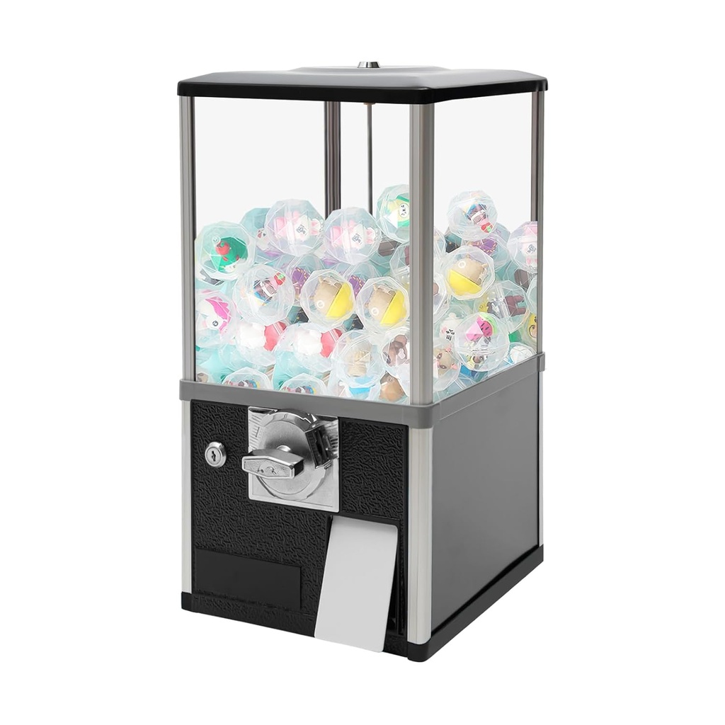 25-Cent Vending Machine, Commercial Gumball Machine Toy Capsule Vending Machine with Keys, Dispenser Prize Machines for Sell Small Capsule Toys, Small Candy (Black)