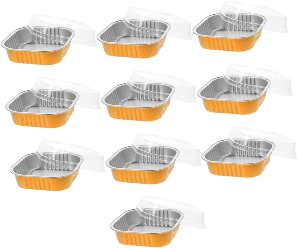 10pcs Aluminum Foil Cake Containers Single Cupcake Boxes Storage Box for Baking