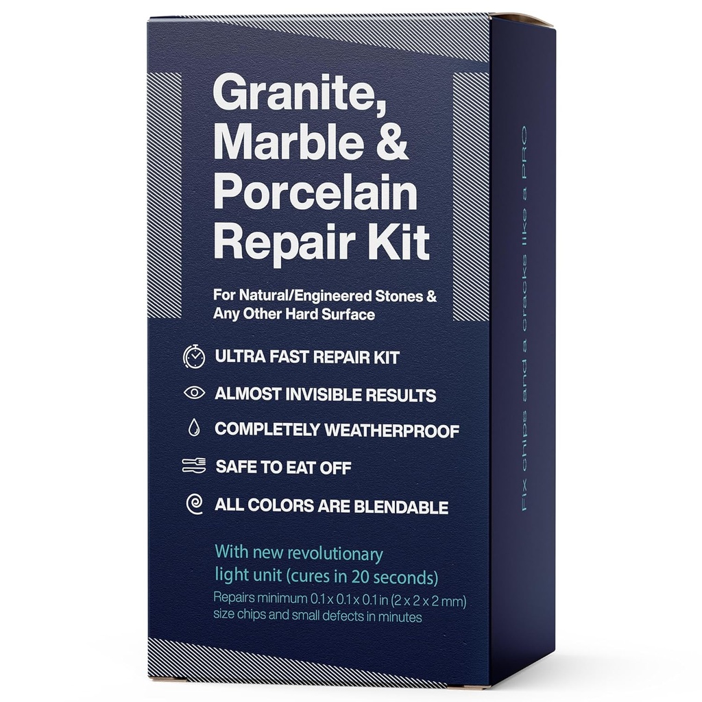 Granite, Marble & Corian Repair Kit (Clear, Black & Acrylic) - Ideal as Quartz Countertop Repair Kit I Works Great for Marble, Porcelain, Ceramic & Granite Surfaces I Also for Bathtub & Tile Repair