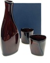 JapanBargain 4678, Porcelain Sake Set Authentic Japanese Saki Set Sake decanter and Saki Cups Set, Made in Japan (Brown Beauty)