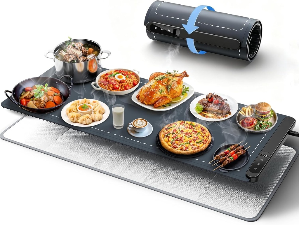 XXL 36"x16" Extra Large Warming Mat for Food (Insulated Mat Included), Food Warming Mat with 6 Temperature Settings and 6 Hour Timer, Electric Warming Trays for Buffets Party, Home Use