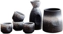 6 Pcs Sake Set with Warmer, Japanese Traditional Ceramic Japanese Sake Sets with Sake Serving, Sake, 4 Sake Cup and Warmer, Home Decor Cups