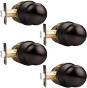 Probrico Oil Rubbed Bronze Hall/Closet Knobs, Interior Passage Door Knobs, Keyless Round Door Knobs Non-Locking Handles (4 Pack)