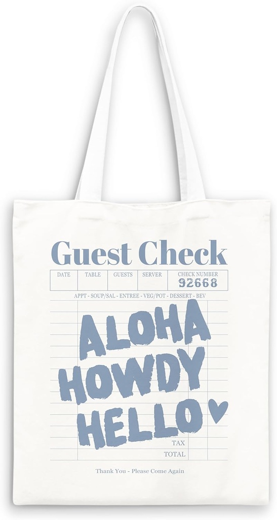 Blue Preppy Tote Bag, Trendy Guest Check Canvas Tote Bag, Preppy Canvas Tote Bag Aesthetic, Trendy Gifts for Women, Blue Tote Bags for Women, Reusable Grocery Bags Shopping Bags