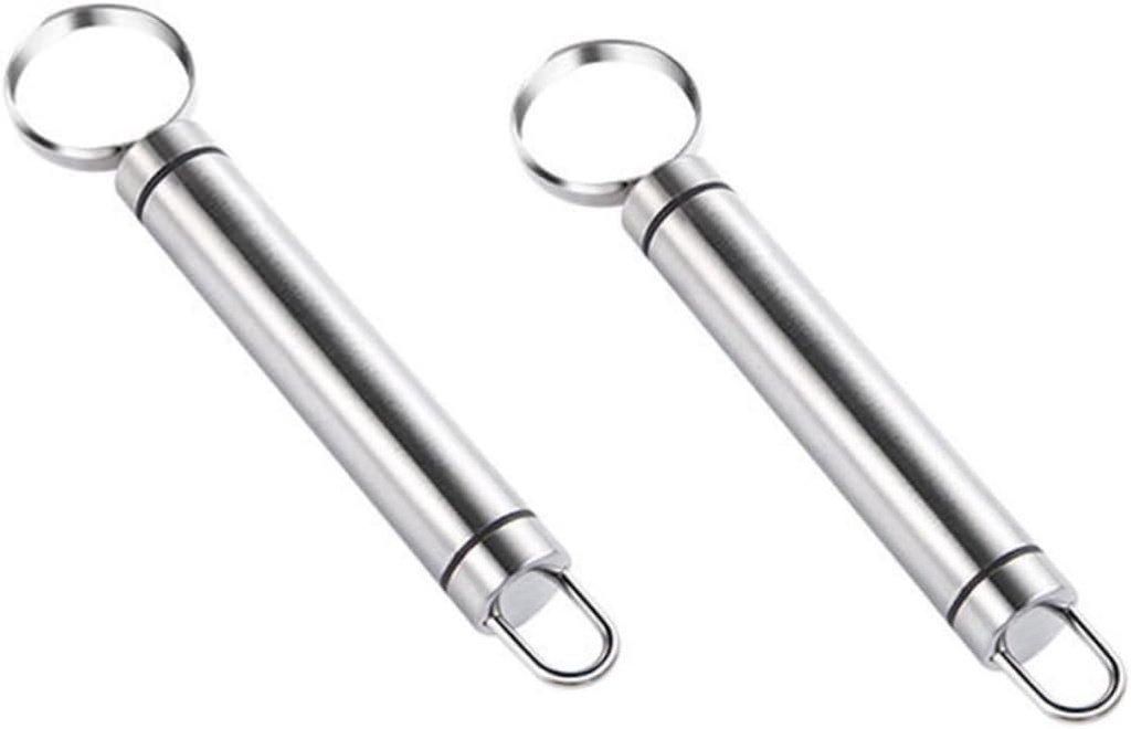 2pcs Corer Fruit Cutters Peach Pitting Spoon Kitchen Gadgets Pineapple Juicer Multiple Mango Core Peeler Fruits Jalapeno Dicer Tool to Pit Peaches Tomato Nut Stainless Steel Silver