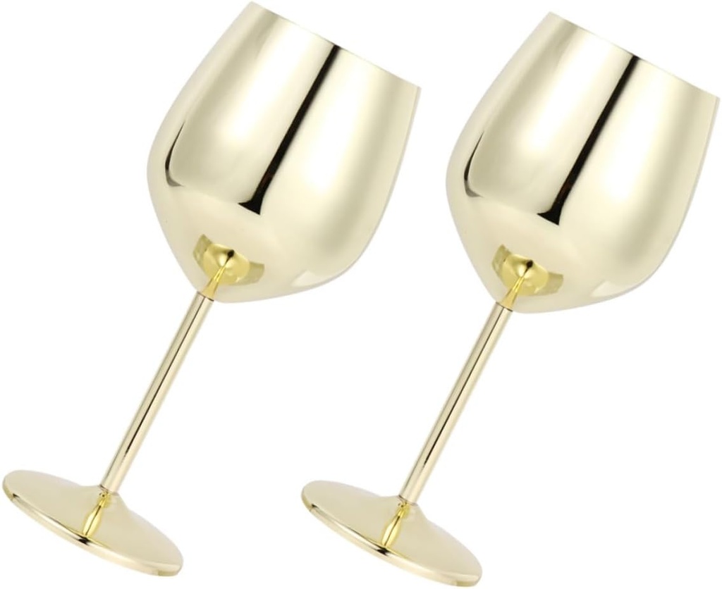 2pcs Unbreakable Stainless Steel Wine Cups Large Stemmed Goblets Cocktail Glasses Bar Goblet for Events