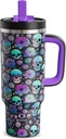40oz Halloween Tumbler with Handle and Straw, Stainless Steel Insulated Water Bottle with Straw, Leak-Proof, Cup Holder Friendly, Keeps Cold 24 H, Gifts for Women Men, Floral Afterlife