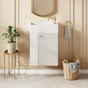 18.5 inch Modern Floating Bathroom Vanity with Resin Basin - Perfect for Small Bathrooms, Left Side Storage, White