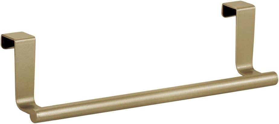InterDesign Forma Over-the-Cabinet Kitchen Dish Towel Bar Holder - 9", Pearl Brass