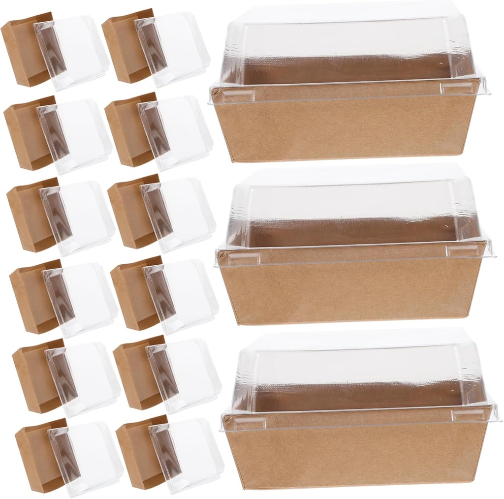 PRETYZOOM 50Pcs Delicate Cake Boxes with Lid Multi Use Sandwich Packing Box for Bread Salad and Cake Storage Reliable Material Lightweight for Parties and Events