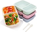 4 pack Bento Lunch Box, 2 Compartments Meal-Prep Containers with Lids, Microwave & Dishwasher Safe, Reusable Divided Food Food Storage Containers -Stackable for Travel, School and Work