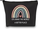 GJTIM OT Gift Occupational Therapy Worker Gift Rainbow Makeup Bag OTs Make the World A Better Place OT Retirement Gift (OTs Make Black)