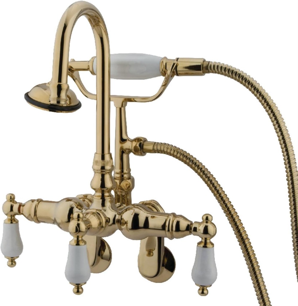 Bestway Store Elements of Design DT3012CL Hot Springs Wall Mount Clawfoot Tub Filler with Hand Shower, Polished Brass