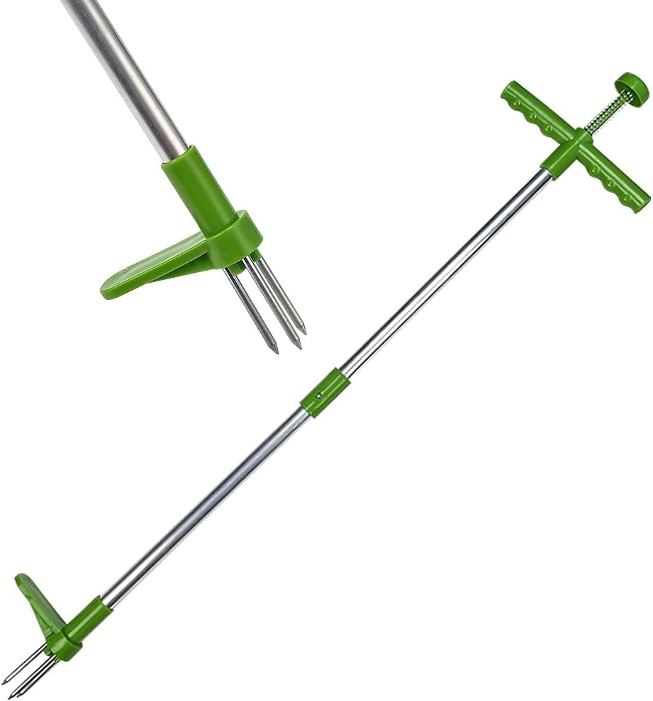 Stand Up Weed Puller Tool with Long Handle - 39" Garden Weeding Tool with 3 Claws - Detachable Weeder Hand Tool for Effortless Garden Weed Removal Without Bending or Kneeling