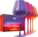 Khen Southwest Sunset Wine Glass – 20.29 oz Large Colored Acrylic Wine Glass, BPA-Free, Shatterproof Goblet for Red or White Wines, Parties, and Outdoor Use - Set of 5