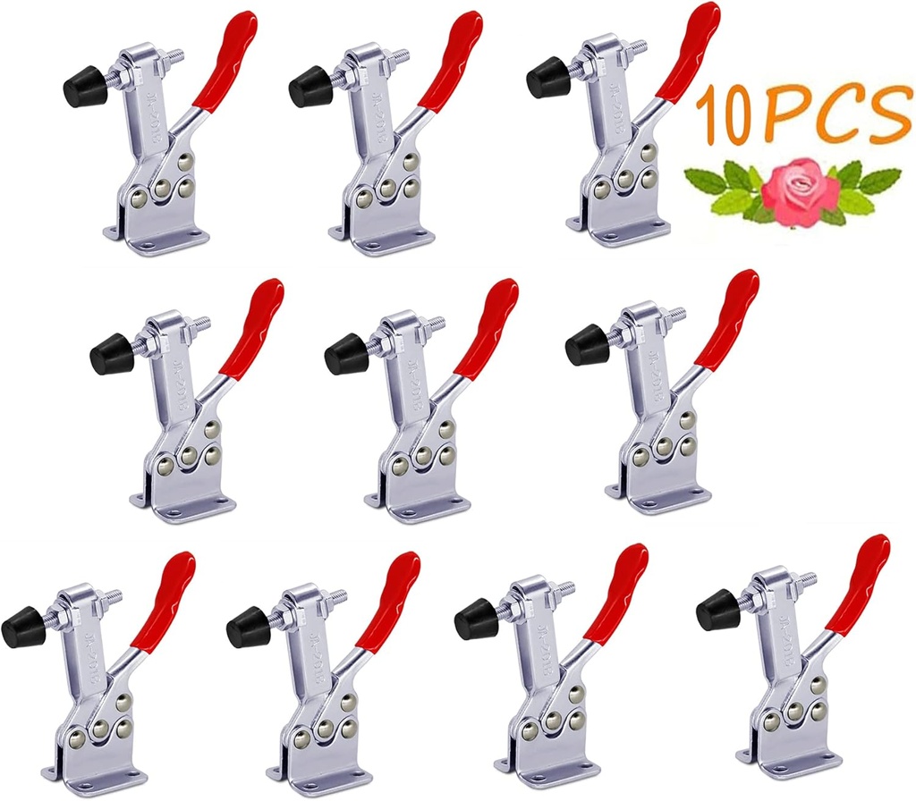 10 Pack Heavy Duty Woodworking Clamps - 201B Toggle Clamps, 220Lbs Holding Capacity, Antislip Quick Release