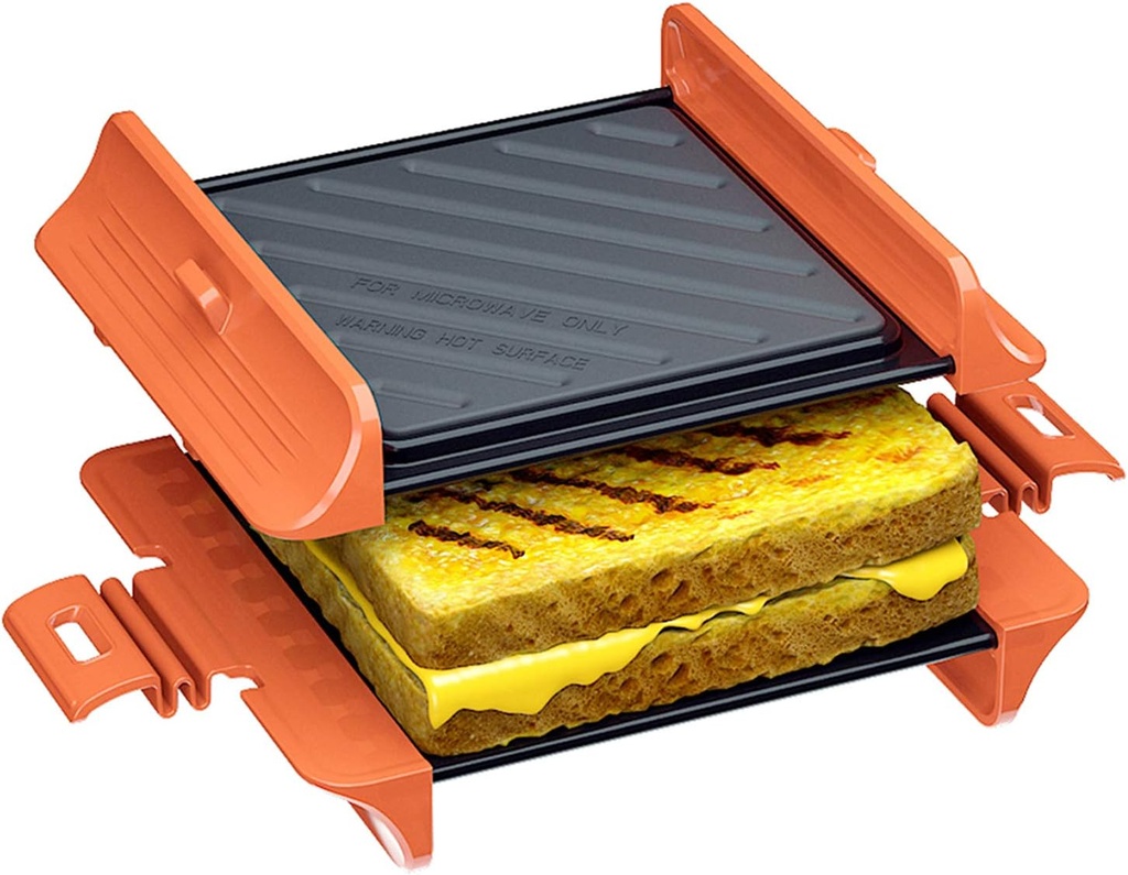 MACONEE Microwave Sandwich Maker | Panini Press Cheese Griller | Microwavable Grill Tray Crisper | Grill Fast and Dishwasher Safe