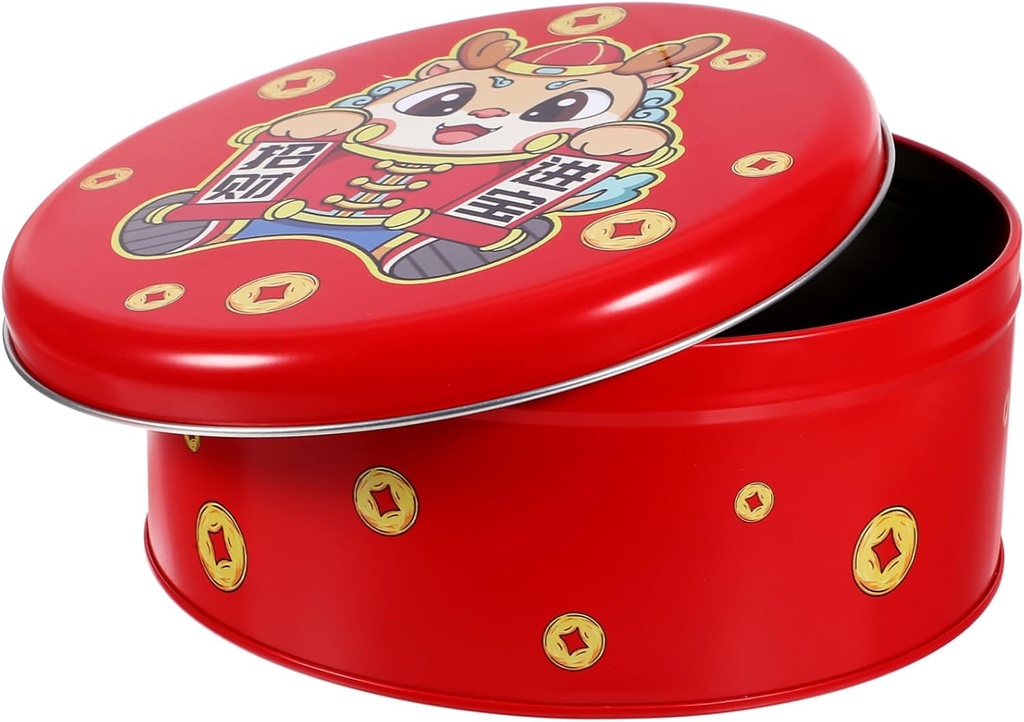 Hemoton Year Cookie Tin Tinplate Storage Box for Treats Candy and Biscuits Decorative Practical for Festivals Easy Open Lid Fine Craftsmanship Capacity