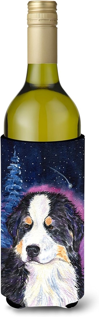Caroline's Treasures SS8446LITERK Starry Night Bernese Mountain Dog Wine Bottle Hugger Bottle Cooler Sleeve Hugger Machine Washable Collapsible Insulator Beverage Insulated Holder